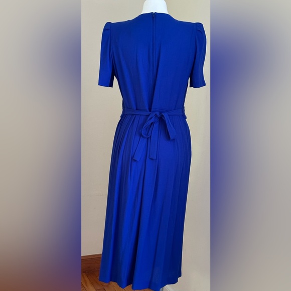 Miss Dorby Royal Blue Vintage Retro 90’s Dress Sz 10P Tie & Zip In Back.. - Picture 6 of 16